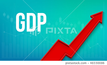 Creative vector illustration of GDP - gross domestic product text with 3d arrow financial growth Creative vector illustration of GDP - gross domestic product text with 3d arrow financial growth 48330086
