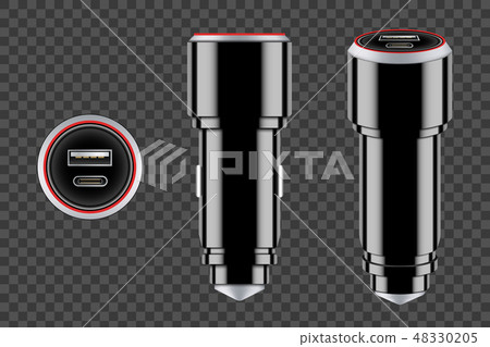 Creative vector illustration of charger car USB equipment isolated on transparent background. Art 48330205