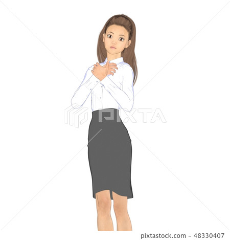Posing business woman female perming2DCG illustration material Posing business woman female perming2DCG illustration material 48330407