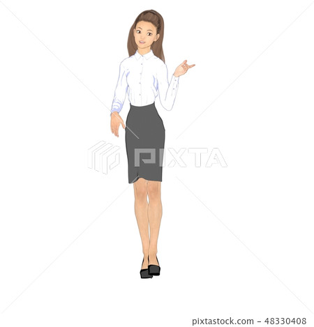 Posing business woman female perming2DCG illustration material 48330408