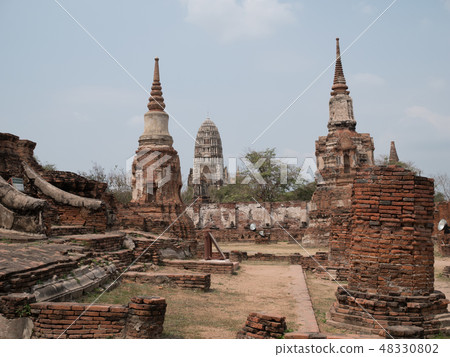 Ayutthaya temple ruins, Wat Maha That Ayutthaya as a world heritage site, Thailand. Ayutthaya temple ruins, Wat Maha That Ayutthaya as a world heritage site, Thailand. 48330802