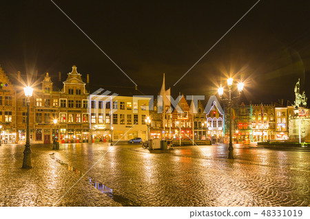 Bruges, Belgium Night Markt Square 48331019
