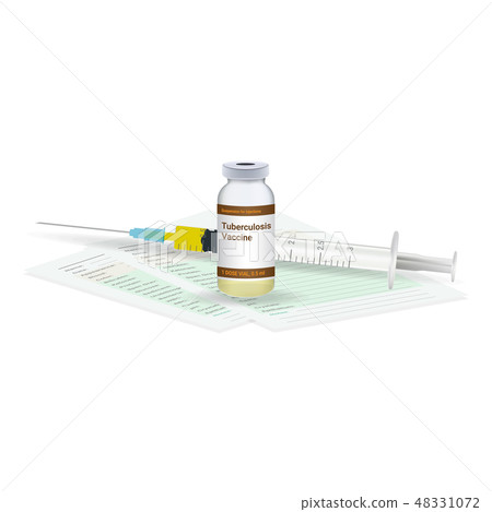Immunization, Tuberculosis Vaccine Medical Test, Vial And Syringe Ready For Injection A Shot Of Immunization, Tuberculosis Vaccine Medical Test, Vial And Syringe Ready For Injection A Shot Of 48331072