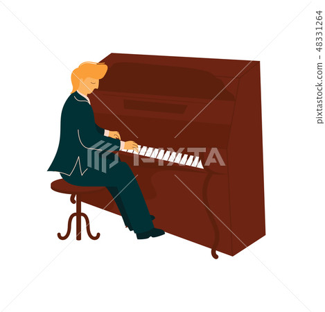 Male Musician Playing Piano, Pianist with Classical Musical Instrument Vector Illustration Male Musician Playing Piano, Pianist with Classical Musical Instrument Vector Illustration 48331264
