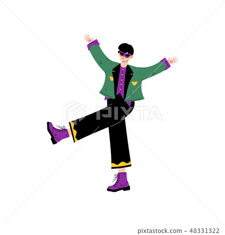 Young Man Wearing Traditional Mardi Gras Costume Celebrating Carnival Party Vector Illustration 48331322