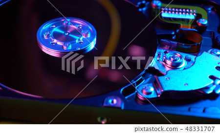 Closeup view on HDD hardware without cover 48331707