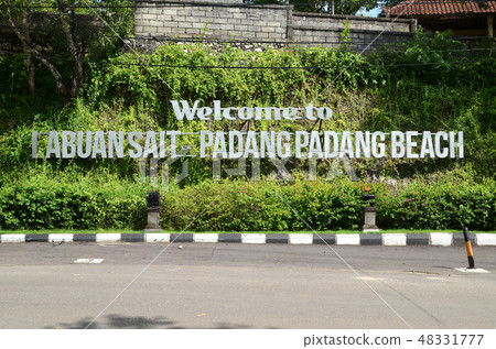 Welcome to Labuan Sait Padang Padang Beach sign Welcome to Labuan Sait Padang Padang Beach sign 48331777