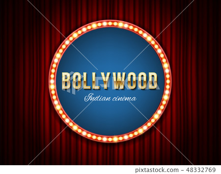 Creative vector illustration of bollywood cinema background. Art design indian movie, cinematography 48332769