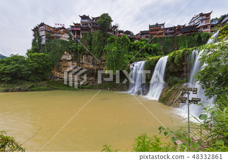 Furong ancient village and waterfall - Hunan China Furong ancient village and waterfall - Hunan China 48332861