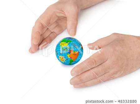 Hands and globe Hands and globe 48332880
