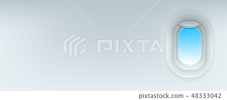 Creative vector illustration of flight airplane window, blank plane portholes isolated on Creative vector illustration of flight airplane window, blank plane portholes isolated on 48333042