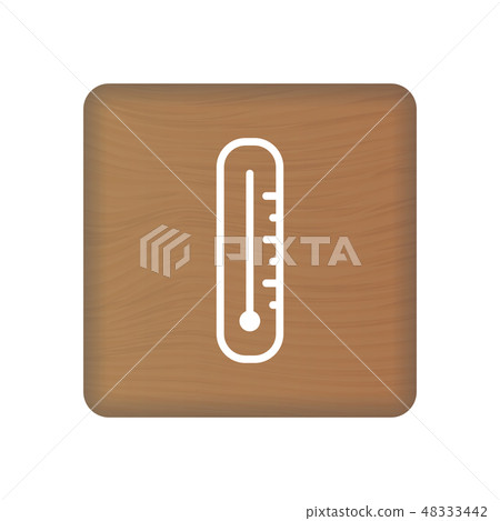 Thermometer Icon On Wooden Blocks Isolated On A White Background. Vector Illustration. Thermometer Icon On Wooden Blocks Isolated On A White Background. Vector Illustration. 48333442