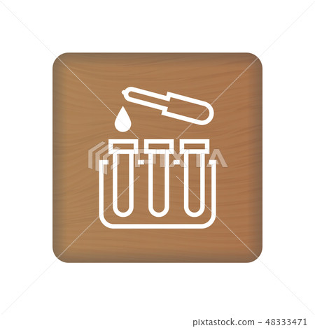 Test Tube Icon On Wooden Blocks Isolated On A White Background. Vector Illustration. 48333471