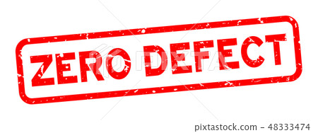 Grunge red zero defect word square rubber stamp 48333474