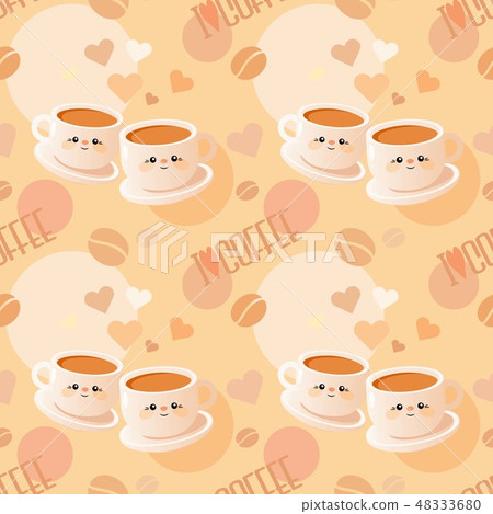 Seamless pattern with cups of coffee - Stock Illustration [48333680 ...