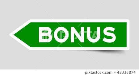 Label sticker in green arrow shape as word bonus Label sticker in green arrow shape as word bonus 48333874