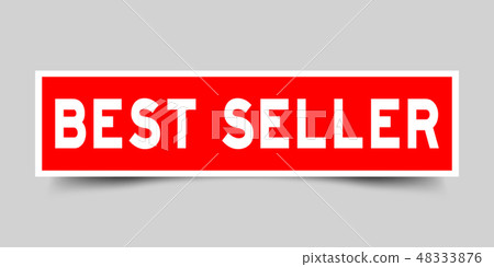 Label in red square sticker as word best seller Label in red square sticker as word best seller 48333876