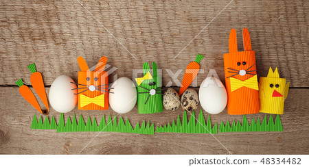 Cute creative photo with easter eggs, papercraft Cute creative photo with easter eggs, papercraft 48334482