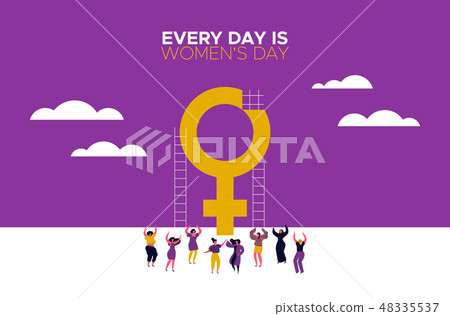 Every Day is Womens day card with girls dancing Every Day is Womens day card with girls dancing 48335537