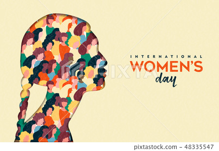 Womens Day 8th march indian woman head card Womens Day 8th march indian woman head card 48335547