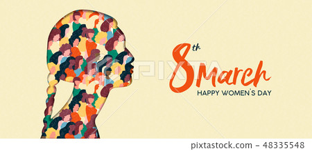 Womens Day 8th march indian woman head card Womens Day 8th march indian woman head card 48335548