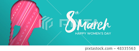 Womens Day banner of native indian woman head - Stock Illustration ...
