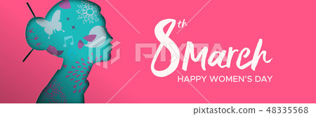 Womens day banner of paper cut chinese woman Womens day banner of paper cut chinese woman 48335568