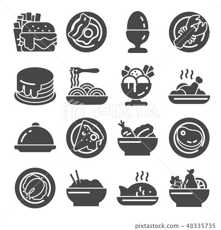 Vector Food icon set on white background-插圖素材 [48335735] - PIXTA圖庫