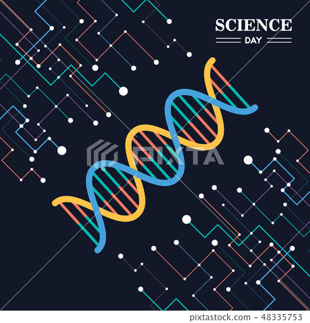 Science Day greeting card of DNA strand 48335753
