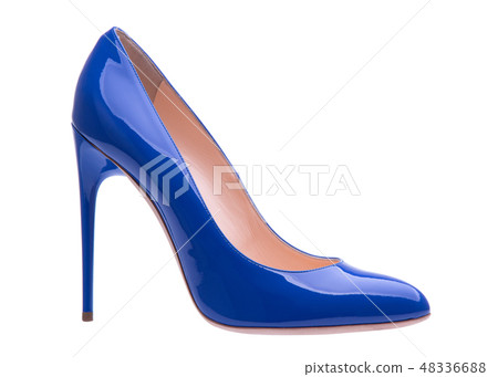 Blue shoes with high heels. Blue shoes with high heels. 48336688