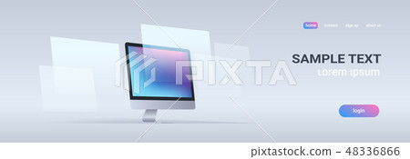 modern desktop monitor workstation blank computer display digital technology concept gray background 48336866