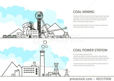 Set of Banners with Mining and Power Station Set of Banners with Mining and Power Station 48337006