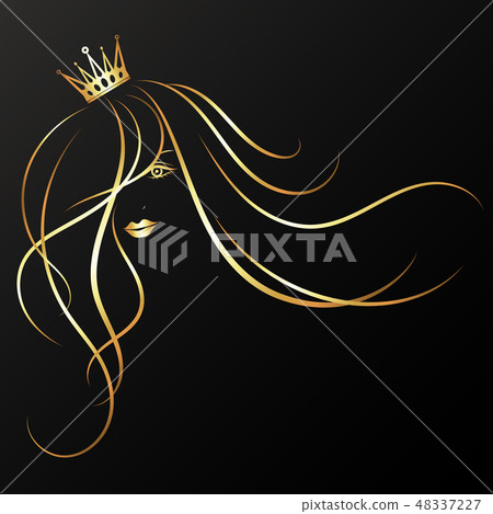 Beautiful girl with a golden crown silhouette 48337227