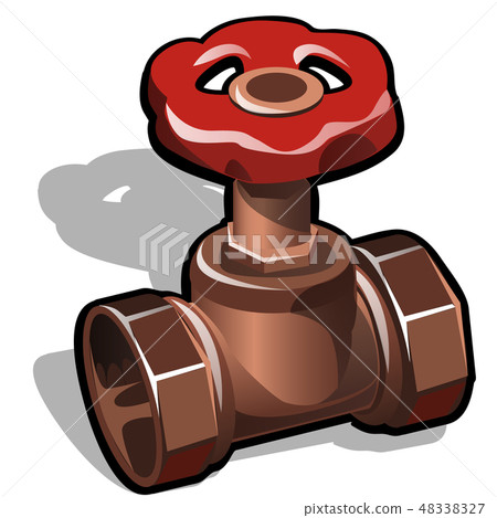 Industrial copper or brass water valve isolated on a white background. The element of water 48338327
