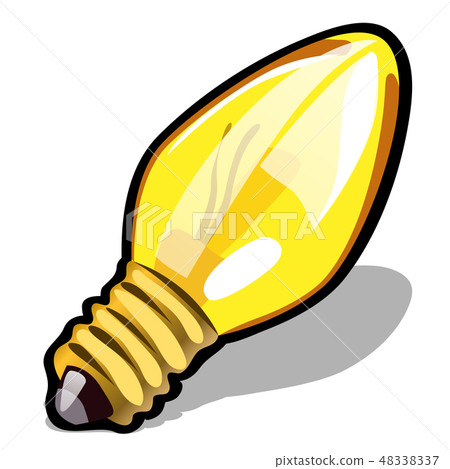 Light bulb yellow color isolated on white background. Vector cartoon close-up illustration. 48338337