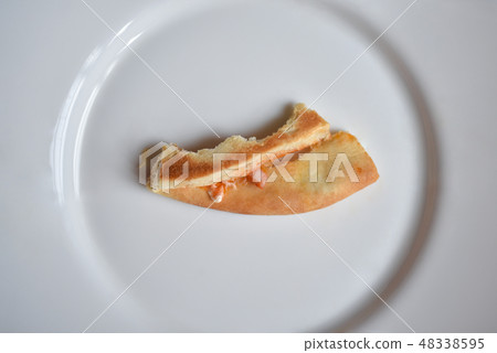 Appetizing half eaten slice of pizza on plate 48338595