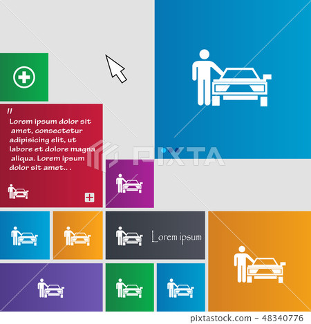 person up hailing a taxi icon sign. buttons. Moder 48340776