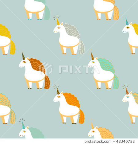 Pattern with Cute Unicorns in Cartoon Style Pattern with Cute Unicorns in Cartoon Style 48340788