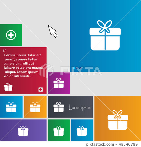 Gift box icon sign. buttons. Modern interface webs Gift box icon sign. buttons. Modern interface webs 48340789