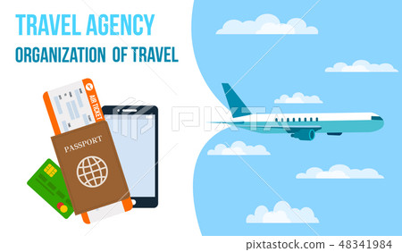 Airlines, Travel Agency Horizontal Vector Banner Airlines, Travel Agency Horizontal Vector Banner 48341984