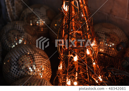 Happy New Year and Merry Christmas decoration card background 48342081