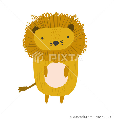 Cute childish hand drawn orange lion illustration Cute childish hand drawn orange lion illustration 48342093