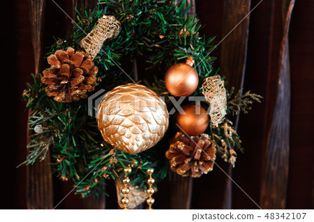 Happy New Year and Merry Christmas decoration card background Happy New Year and Merry Christmas decoration card background 48342107