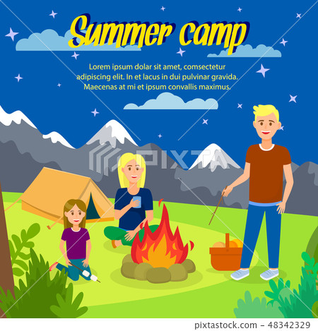 Summer Camp Vector Square Banner with Copyspace Summer Camp Vector Square Banner with Copyspace 48342329