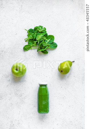 Green smoothie bottle and ingredients Green smoothie bottle and ingredients 48345557