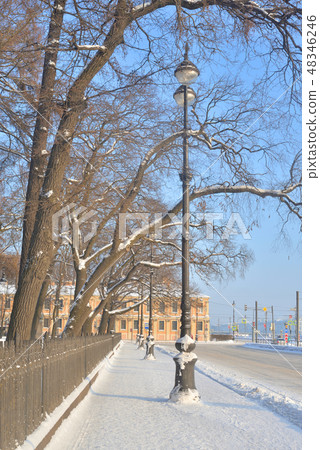 View of University Embankment at winter. 48346246