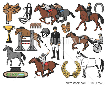 Horse race polo sport and jockey equipment Horse race polo sport and jockey equipment 48347570