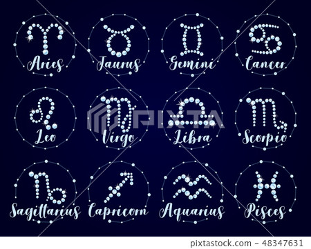 Horoscope and astrology, zodiac signs, brilliants 48347631