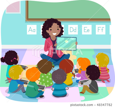 Stickman Kids Teacher Book Story Illustration 48347782