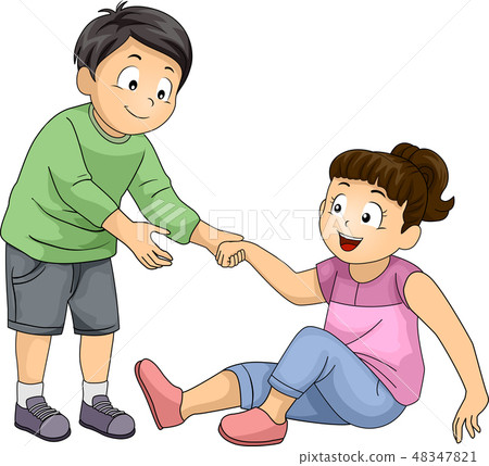 Kids Good Traits Helping Illustration - Stock Illustration [48347821 ...